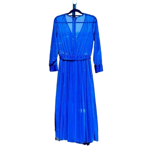 En Focus Women Blue Chiffon Mother of the Bride Sparkly Dress